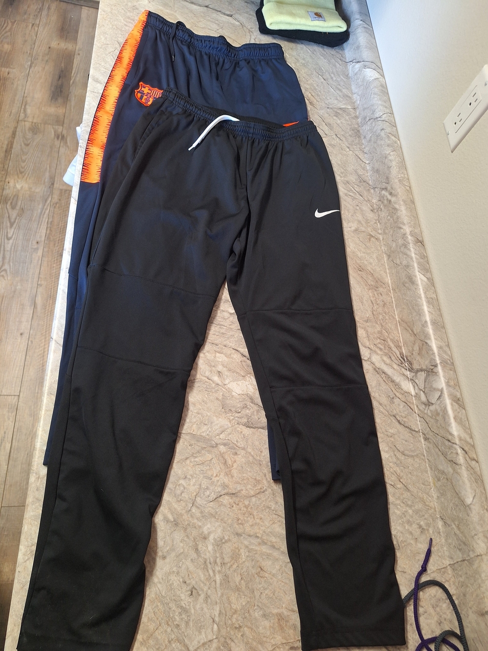 Mens Nike Black Track Pants with White Swoosh, Mens Medium